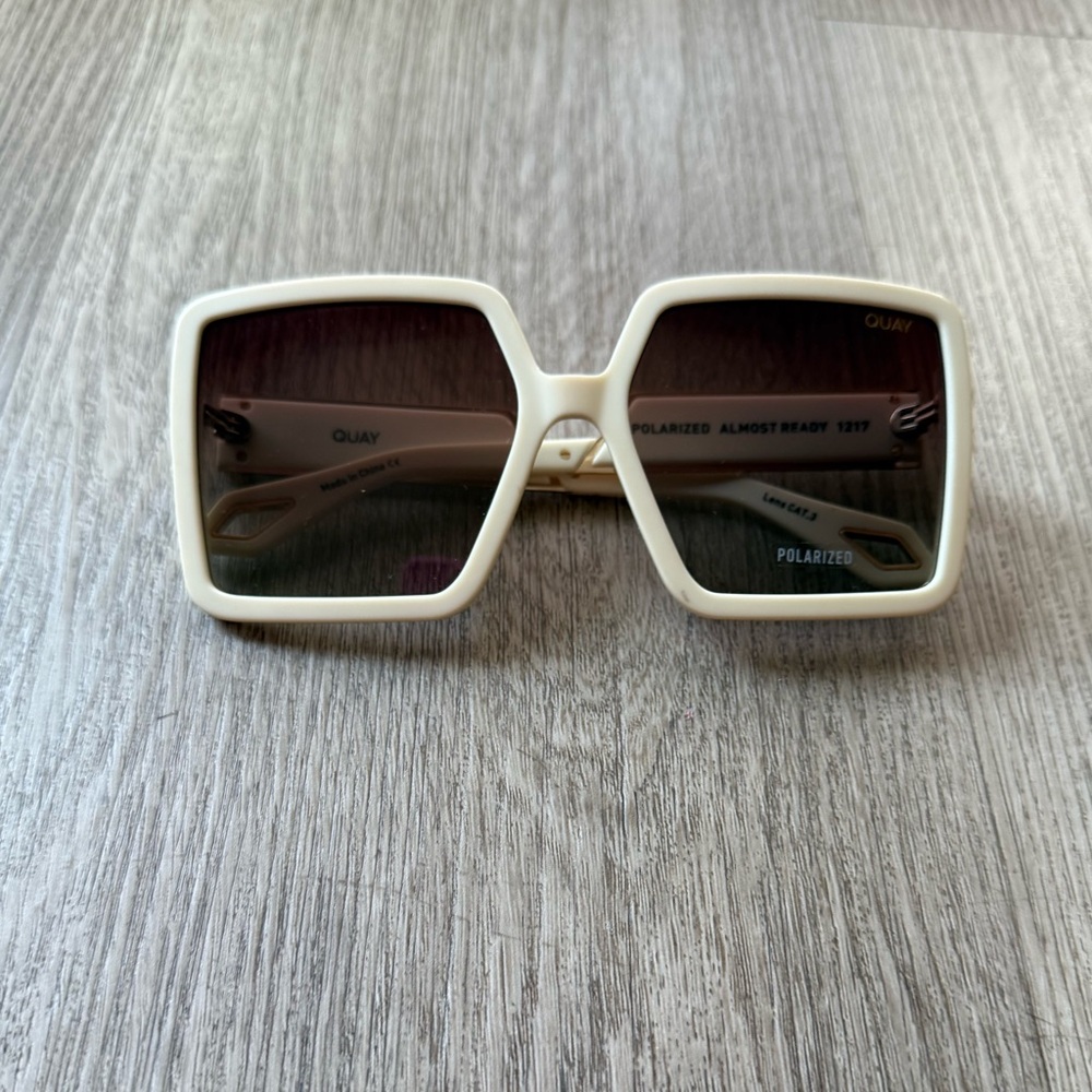 quay australia almost ready white polarized oversized square sunglasses eyewear